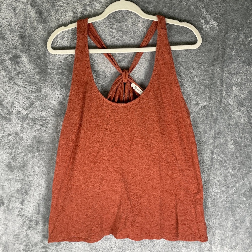 Madewell Tank Top Women M/L Rust Orange Very Good Twisted Racerback Keyhole Slub